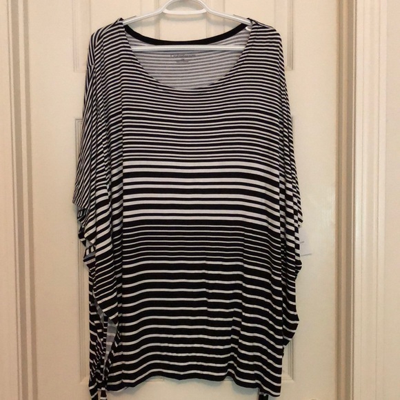 croft & barrow Tops - Black and white stripe butterfly top